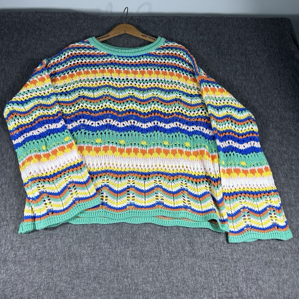 Women's Crochet Flare Sleeve Sweater Grandmacore Boho‎ Festival Retro Cottage L